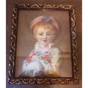Vintage Framed Print of a famous Rococo Portrait ~Boy as Pierrot~ Jean-Honoré